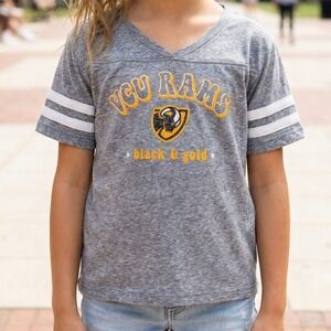 VCU Rams Kids Rivalry Threads Jersey Graphic Tee Heather Gray Black Gold NEW